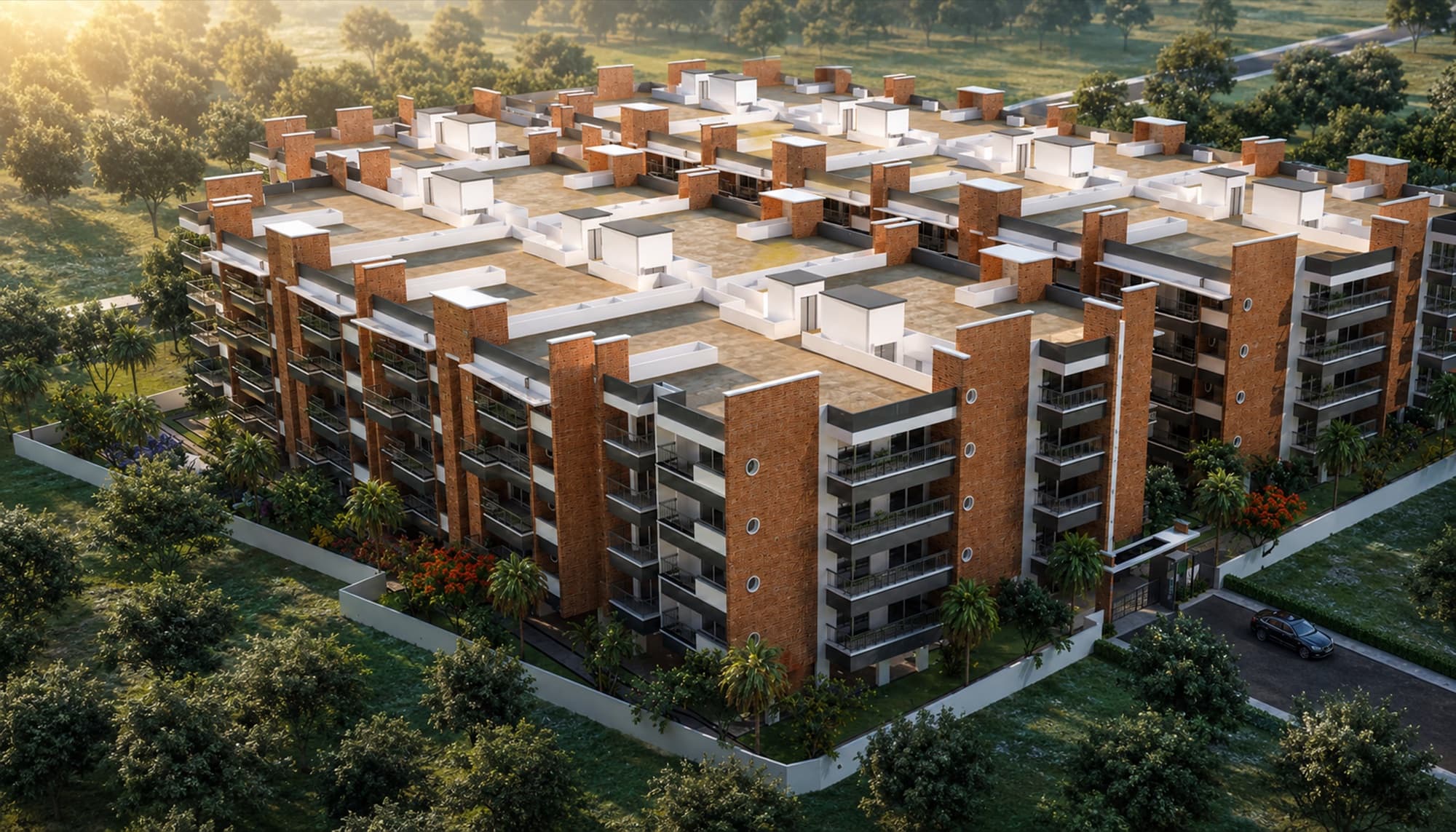 Aerial rendering of a residential community